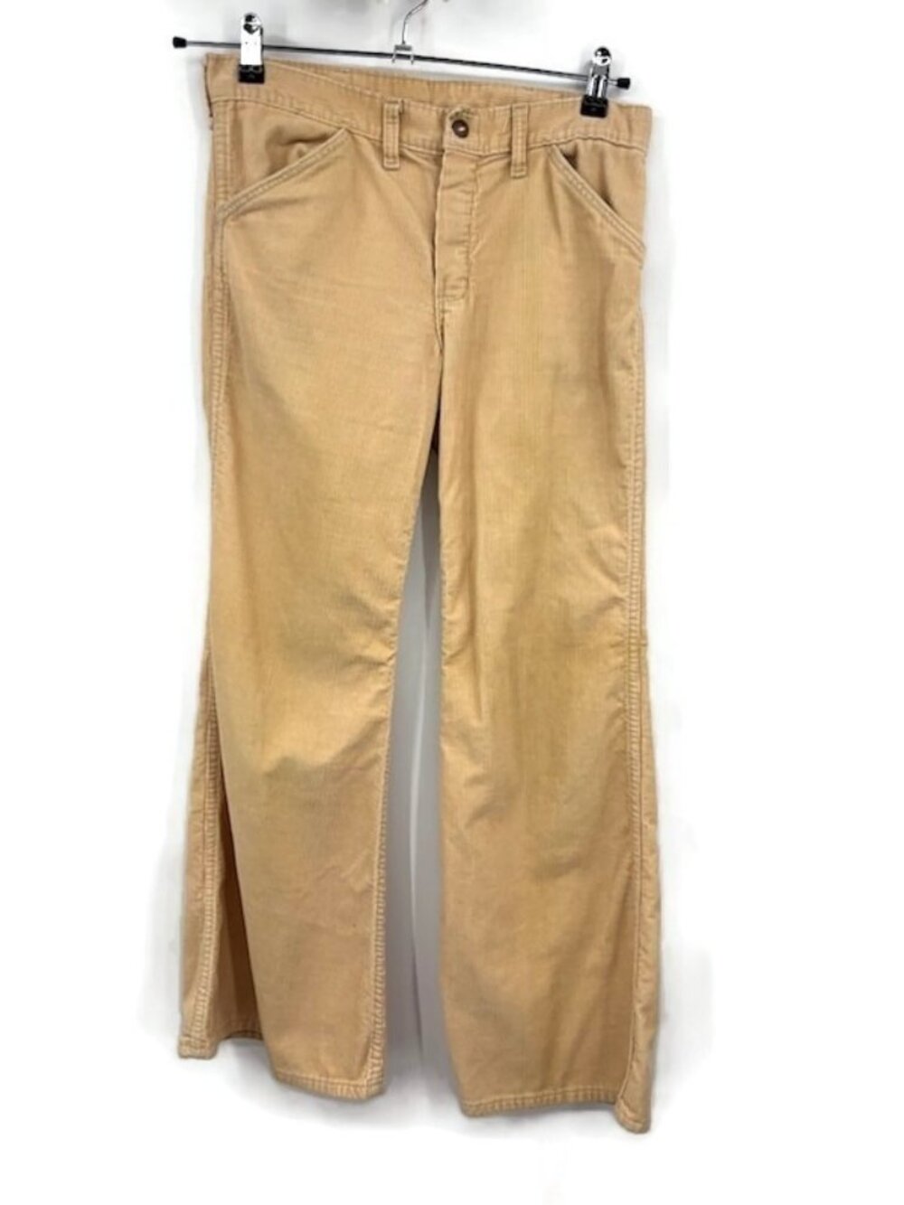 VTG Cheap Jeans Corduroy Pants Mens 28x28 Yellow Bell Bottom Flare